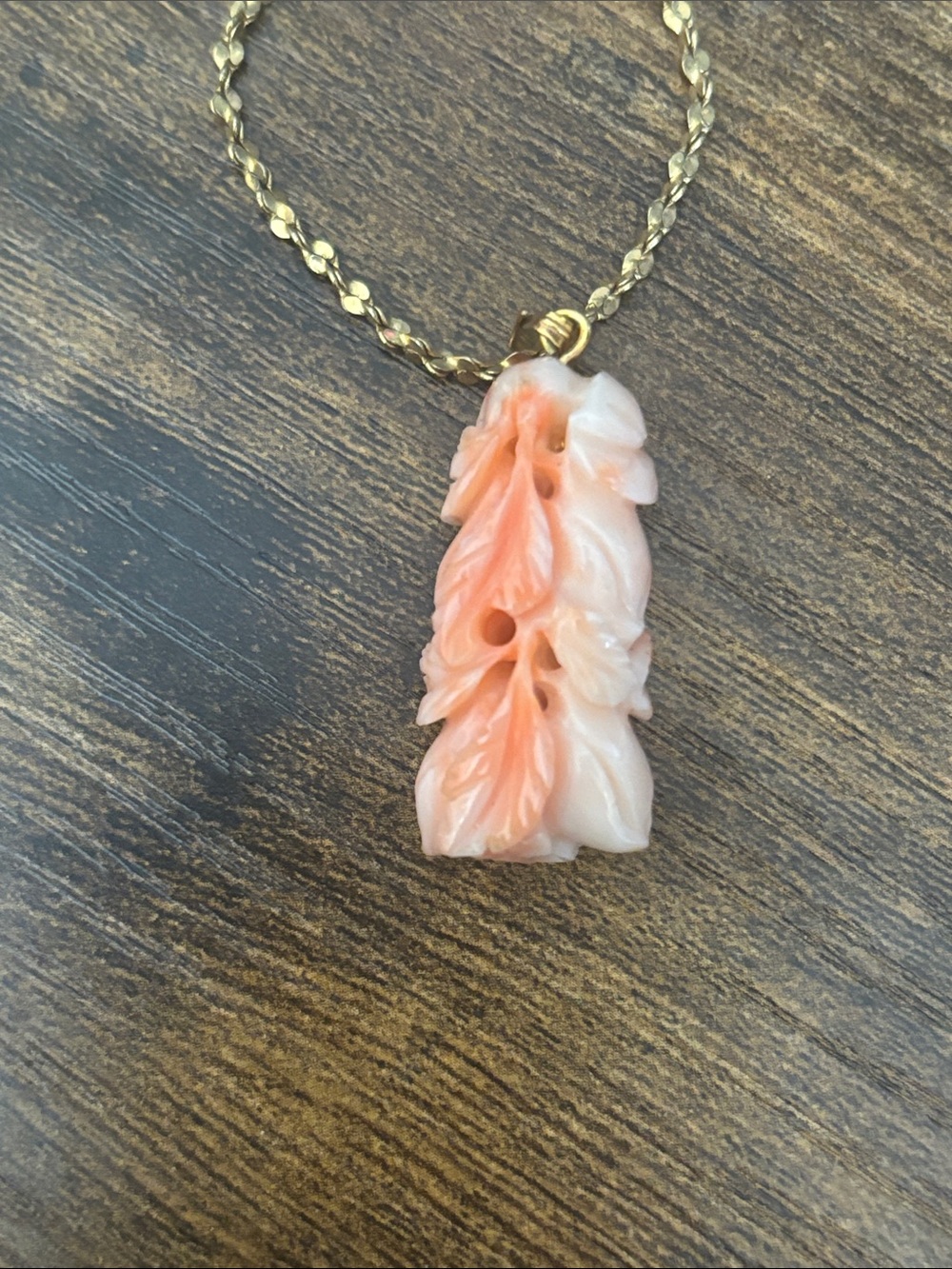 Angel Skin Carved Pink Coral Pendant - Women Jewelry - Picture 2 of 4